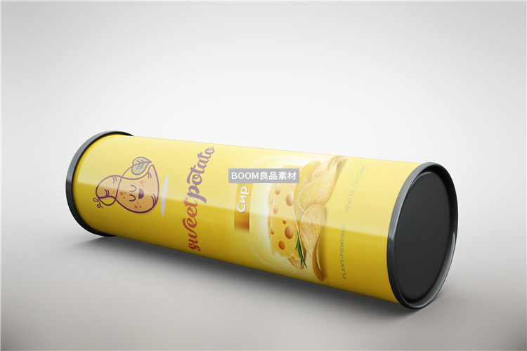 薯片桶零食圆柱长桶形外包装效果展示智能贴图样机PSD模板PS素材-设计猿