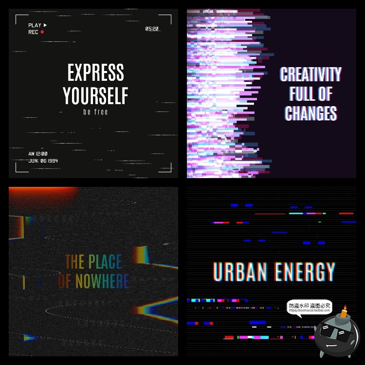 赛博朋克故障风封面媒体数字科技横幅广告版式排版PSD模板PS素材-设计猿