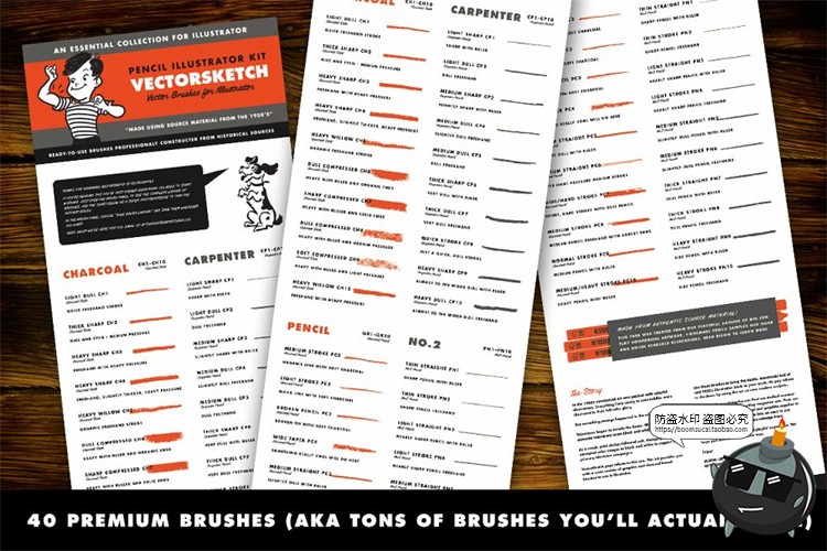 图片[2]-40款木炭棒铅笔木炭晕染效果水彩蜡笔绘画手绘插画Ai矢量笔刷素材-设计猿