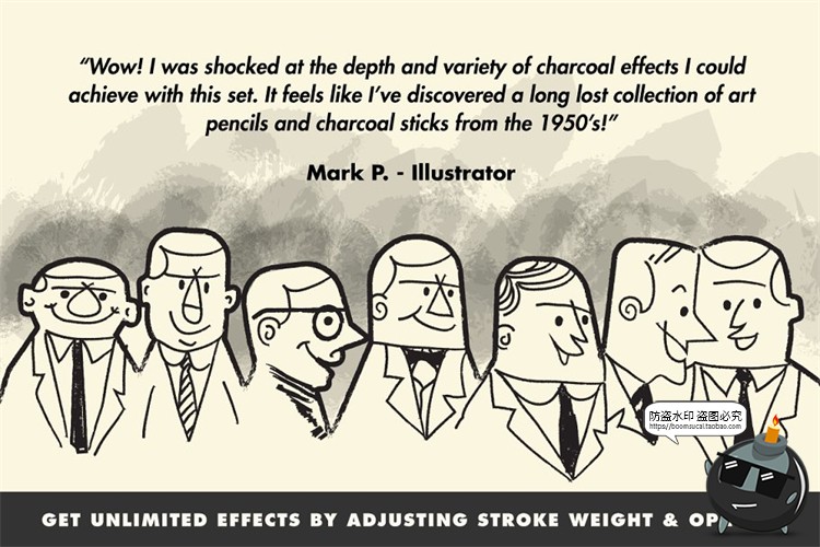 图片[4]-40款木炭棒铅笔木炭晕染效果水彩蜡笔绘画手绘插画Ai矢量笔刷素材-设计猿