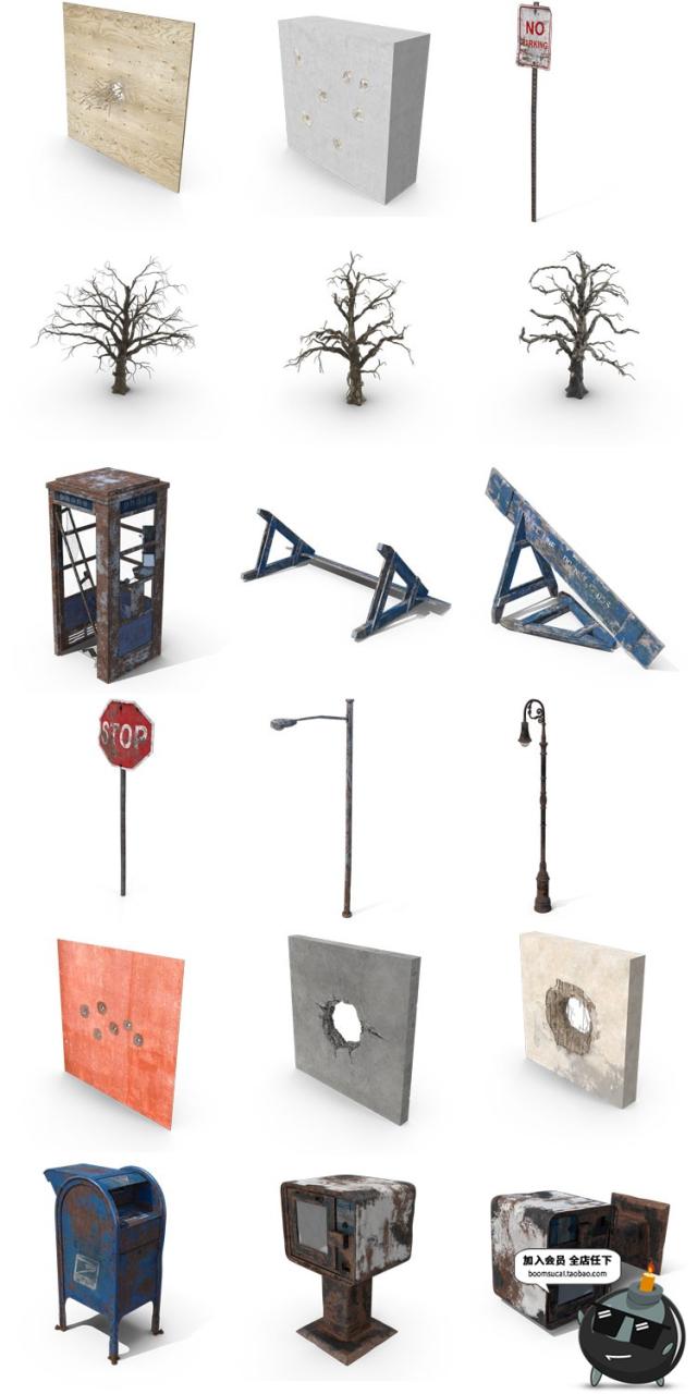 哥特废墟风格建筑废墟废弃物件建筑垃圾PNG免抠图PSD后期合成素材-设计猿