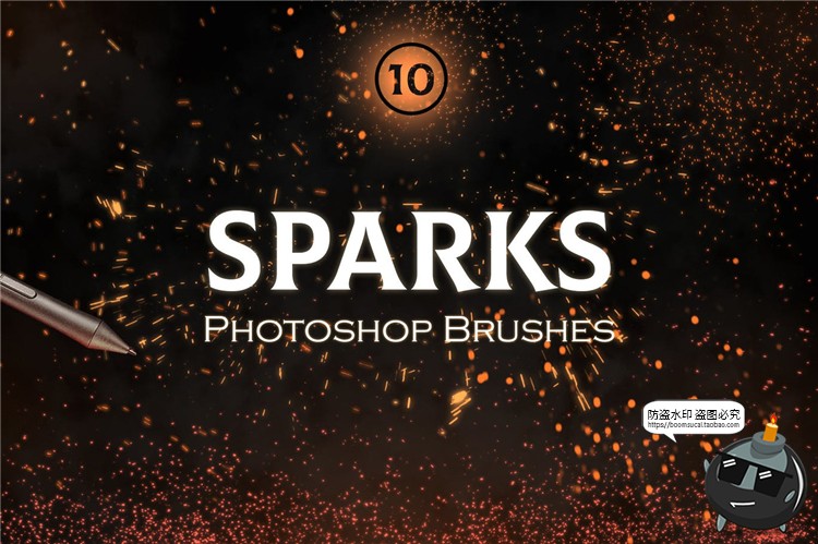 图片[1]-火芒火花火星斑点荧光零星火焰光效装饰PS后期合成笔刷笔触PS素材-设计猿