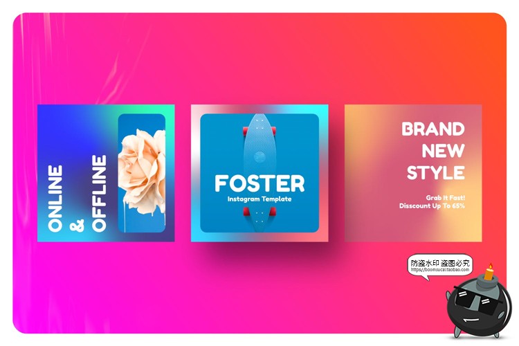 时尚渐变色系治愈风格多彩彩色广告海报图文排版PSD模板PS素材-设计猿