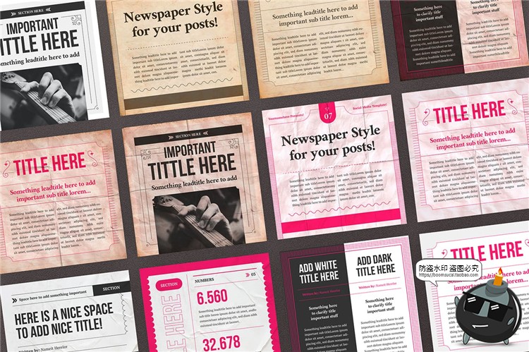 旧报复古发黄报纸风格图文排版文字宣传海报PSD模板AI矢量素材-设计猿