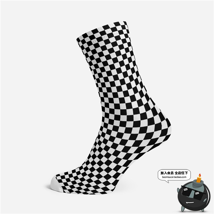 纯棉长袜运动袜棉质袜子吊牌印花品牌提案效果VI贴图样机PSD素材-设计猿