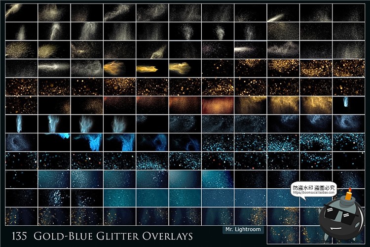 闪光粉末粒子金色金沙粉尘照片黑底叠层JPG图片后期合成PS素材-设计猿