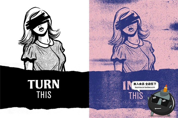 图片[5]-复古磨损噪点掉色粗糙颗粒效果纹理特效PSD样式模板PS设计素材-设计猿