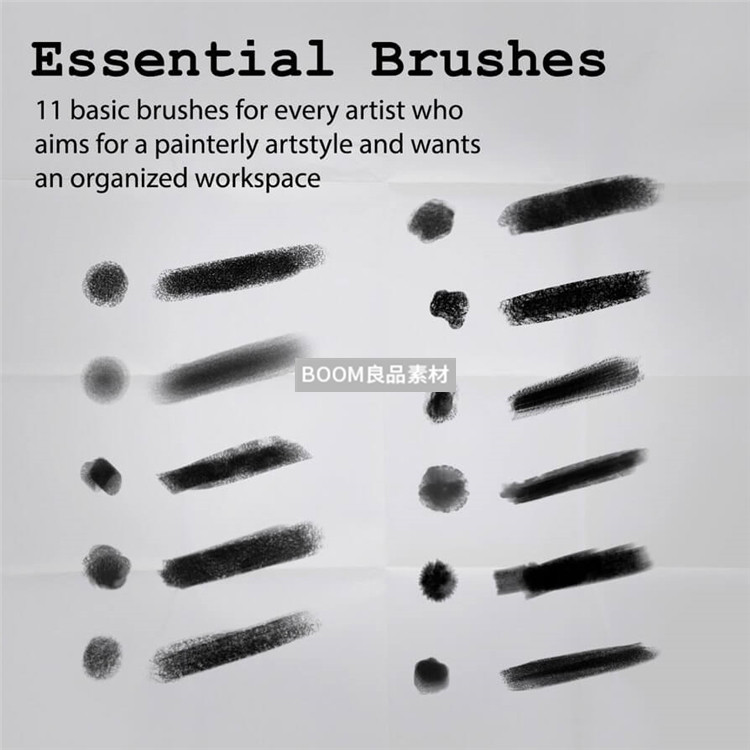 混合磨边式噪点颗粒笔痕效果画笔铅笔PS绘画笔刷PS素材笔触brush-设计猿