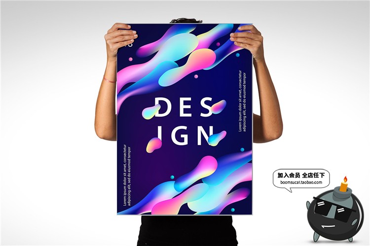 抽象全息渐变时尚彩色梦幻水晶几何多边形纹理3D海报AI矢量素材-设计猿