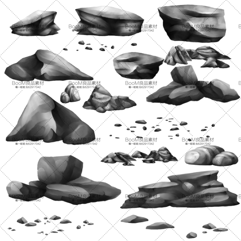 图片[2]-花草树木等植物石头笔刷平面树草本植物景观涂鸦PS笔刷PS设计素材-设计猿