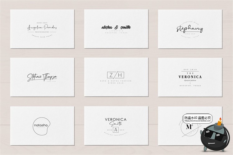50款极简文艺英文徽标时尚杂志沙龙图标标志PSD模板AI矢量素材-设计猿