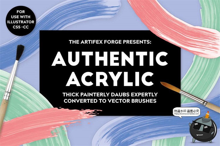 图片[1]-丙烯酸涂料风颜料油漆手绘涂抹绘画油画效果AI矢量笔触笔刷AI素材-设计猿