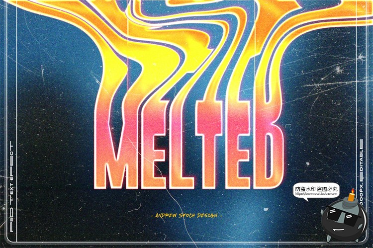 酸性液体流体融化风文字效果图层样式样机字体特效PSD模板PS素材-设计猿