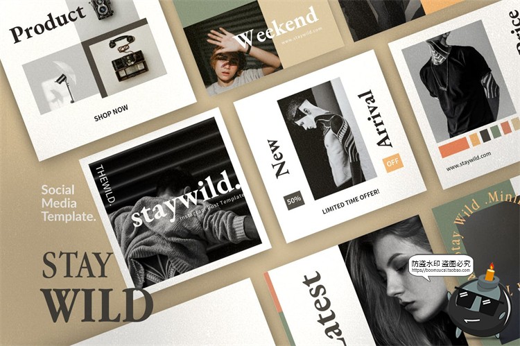 北欧极简简约新媒体品牌营销宣传海报图文排版PSD模板PS素材-设计猿