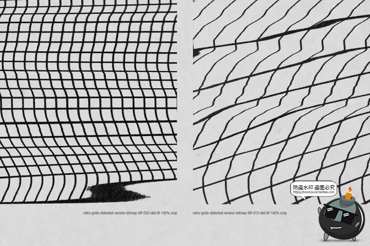 复古网格扭曲故障格子定位线条背景纹理PNG免抠AI矢量JPG图片素材-设计猿