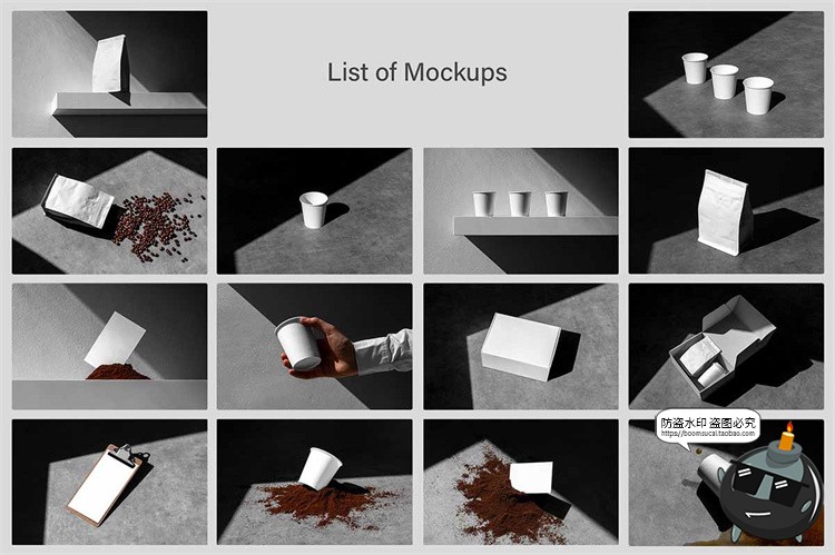 咖啡店铺VI提案包装咖啡豆纸杯手写单PSD模板智能贴图样机素材-设计猿