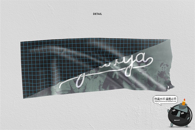 胶带胶布贴纸撕开一节一截效果图展示智能贴图样机PSD模板PS素材-设计猿