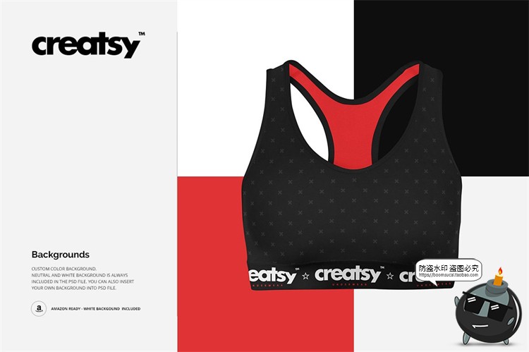 女款运动健身紧身内衣背心印花图案贴图样机展示效果PSD模板素材-设计猿