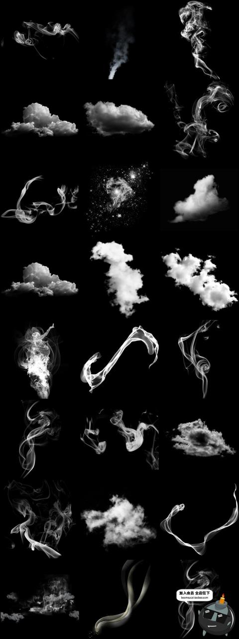 图片[2]-白烟雾云雾喷雾PNG免抠合成叠图影楼JPG黑底叠图PS后期效果素材-设计猿