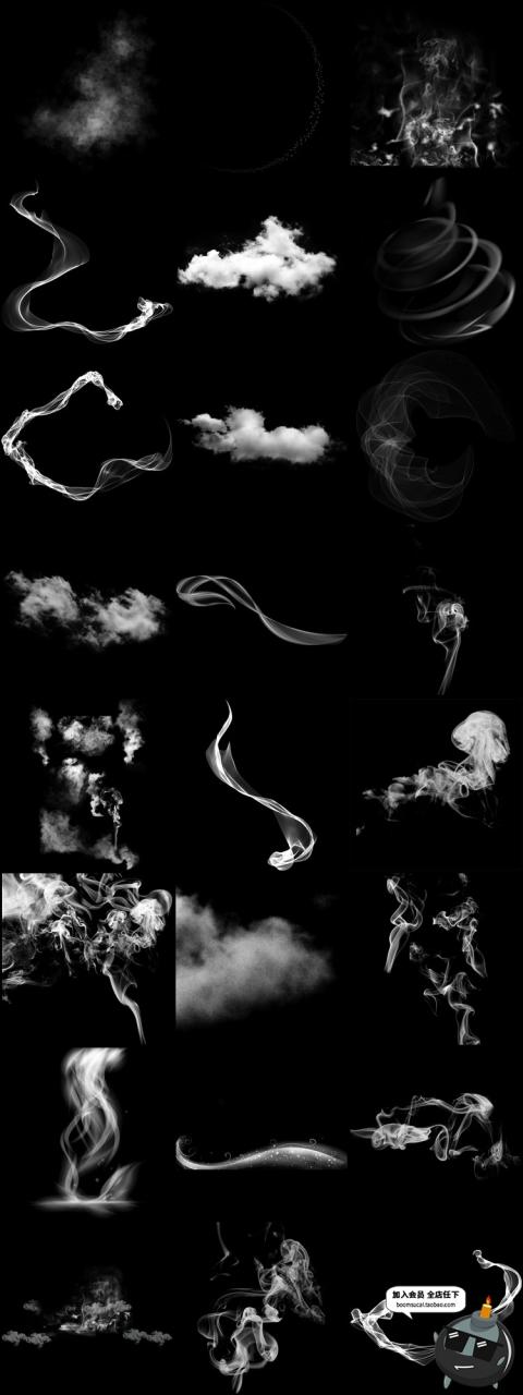 图片[3]-白烟雾云雾喷雾PNG免抠合成叠图影楼JPG黑底叠图PS后期效果素材-设计猿