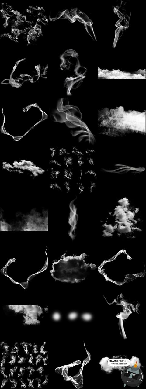 图片[5]-白烟雾云雾喷雾PNG免抠合成叠图影楼JPG黑底叠图PS后期效果素材-设计猿
