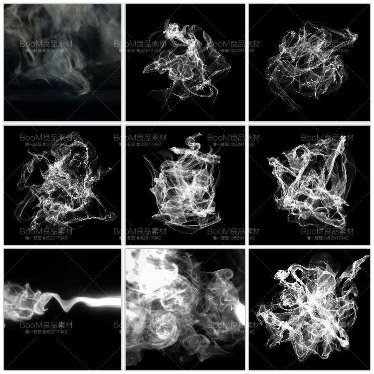 白烟雾云雾喷雾PNG免抠合成叠图影楼JPG黑底叠图PS后期效果素材-设计猿
