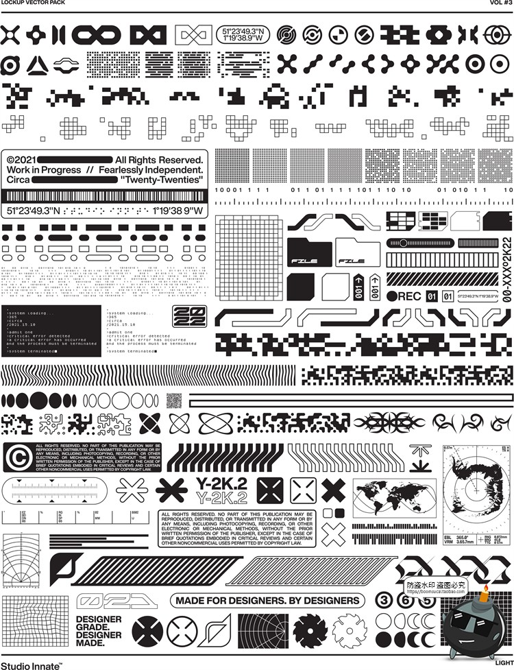 赛博HUD机能图标图形边框抽象几何海报排版AI矢量元素PNG免抠素材-设计猿