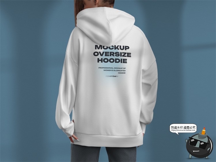 潮流Oversize宽松连帽套头卫衣模特展示效果样机PSD模板PS素材-设计猿