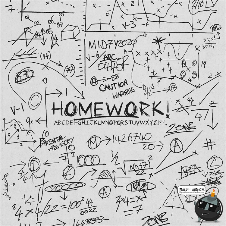 手绘理科手稿随机数学物理化学英文字母装饰元素PNG免抠图素材-设计猿