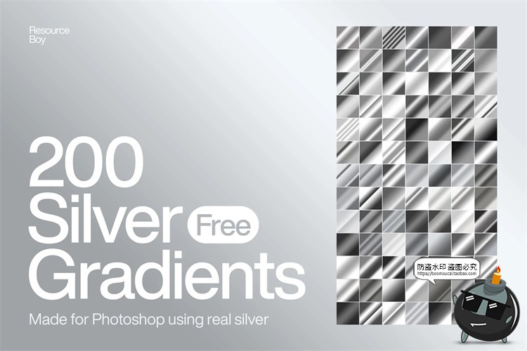 图片[1]-银色金属质感效果渐变变色PS预设配色插件颜色梯度grd格式PS素材-设计猿