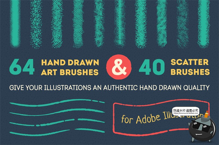 图片[1]-64款海绵喷枪粉笔颗粒感涂鸦嘈杂肌理插画手绘效果Ai矢量笔刷素材-设计猿