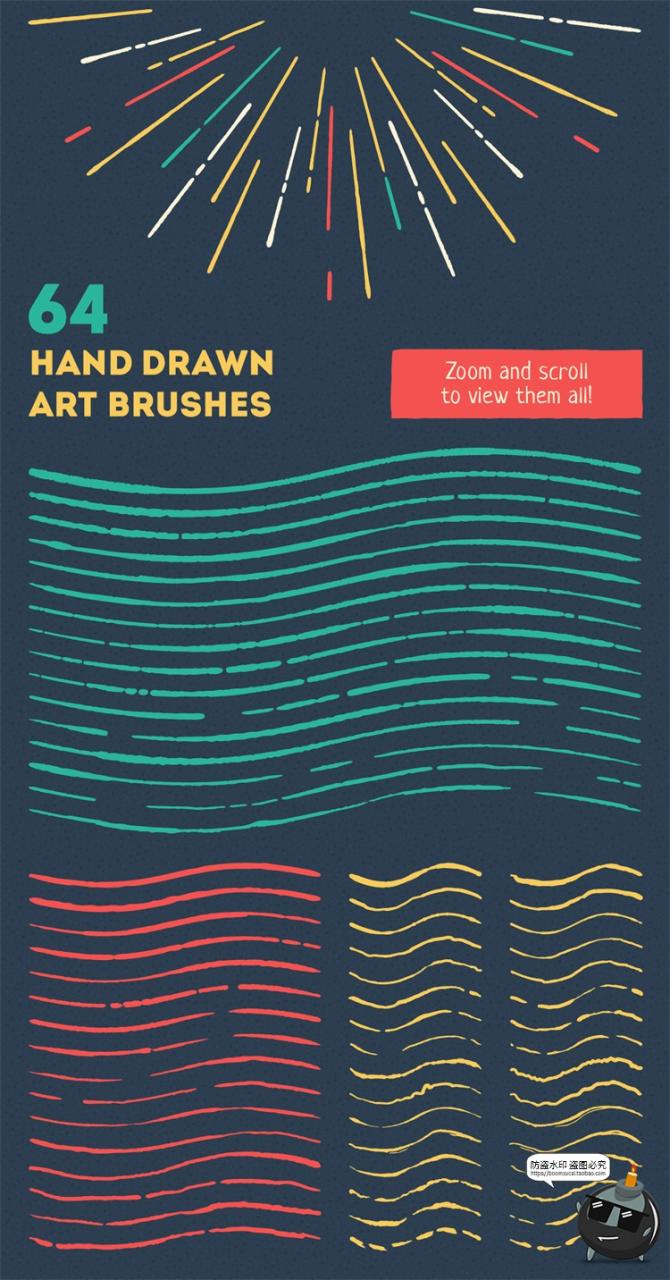 图片[2]-64款海绵喷枪粉笔颗粒感涂鸦嘈杂肌理插画手绘效果Ai矢量笔刷素材-设计猿