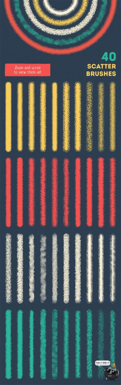 图片[4]-64款海绵喷枪粉笔颗粒感涂鸦嘈杂肌理插画手绘效果Ai矢量笔刷素材-设计猿