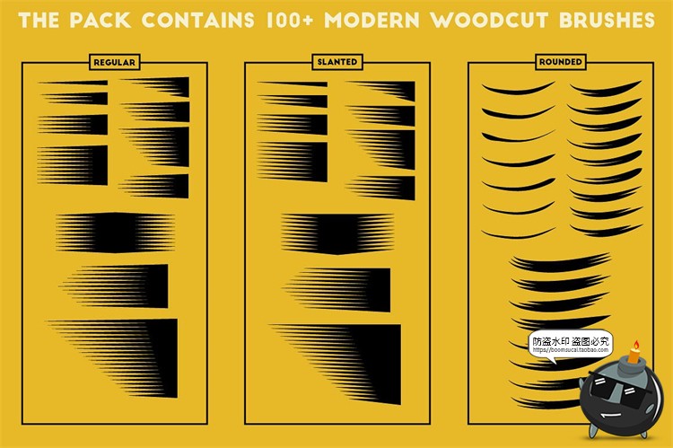 图片[2]-100款木刻风格版画锐利线条清晰锋利剪贴插画效果Ai矢量笔刷素材-设计猿