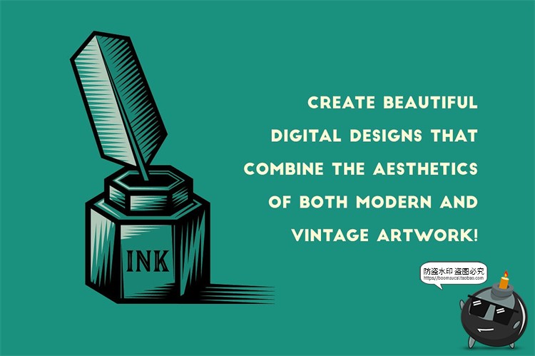 图片[6]-100款木刻风格版画锐利线条清晰锋利剪贴插画效果Ai矢量笔刷素材-设计猿