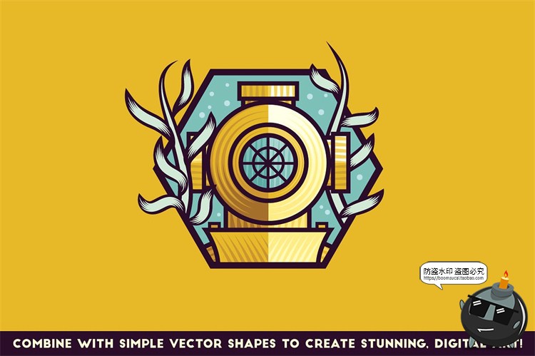 图片[7]-100款木刻风格版画锐利线条清晰锋利剪贴插画效果Ai矢量笔刷素材-设计猿