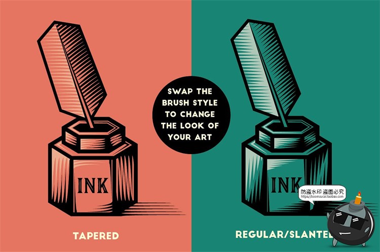 图片[9]-100款木刻风格版画锐利线条清晰锋利剪贴插画效果Ai矢量笔刷素材-设计猿