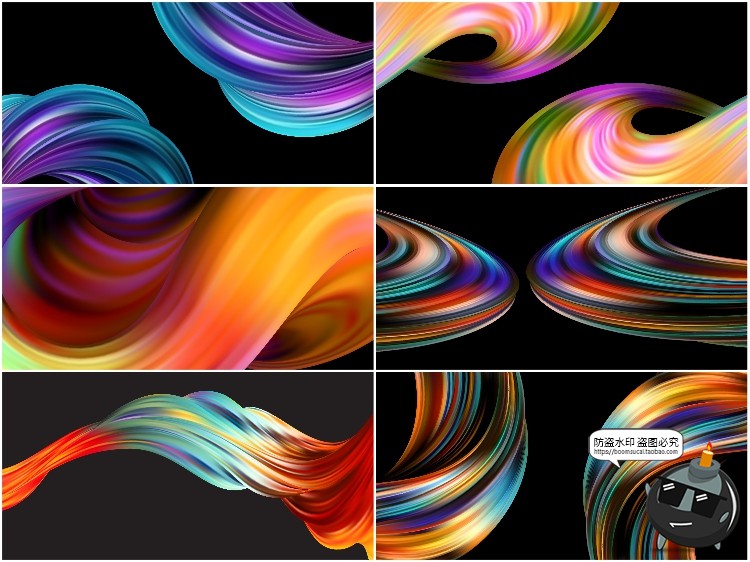 时尚动感色彩流体线条几何彩色渐变元素海报背景展板AI矢量素材-设计猿