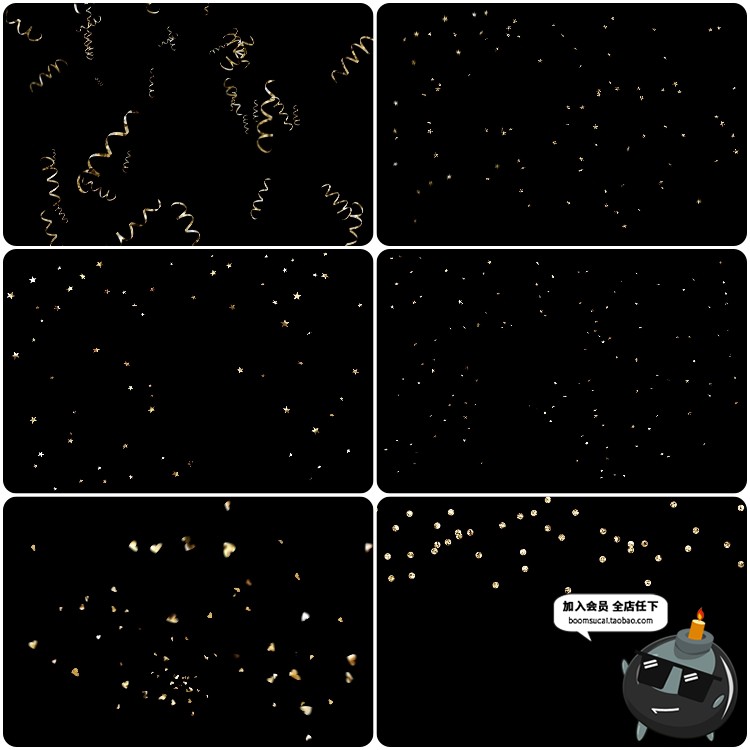 金色圣诞新年庆祝彩带丝绸飞舞飘带丝带PNG免扣AI矢量特效素材-设计猿