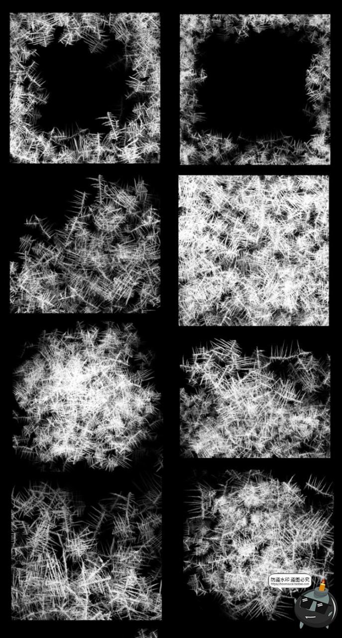 图片[2]-冻结雪花冰晶结冰冬季窗户冰纹纹理纹路PS笔刷后期合成PS设计素材-设计猿