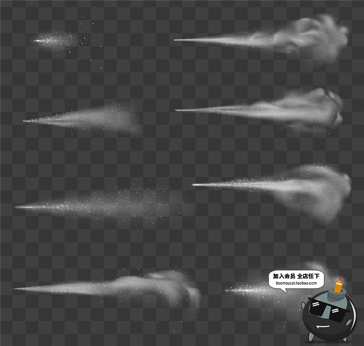 喷射状气体烟雾特效尾气飞机气流轨迹飞行轨迹效果AI矢量后期素材-设计猿