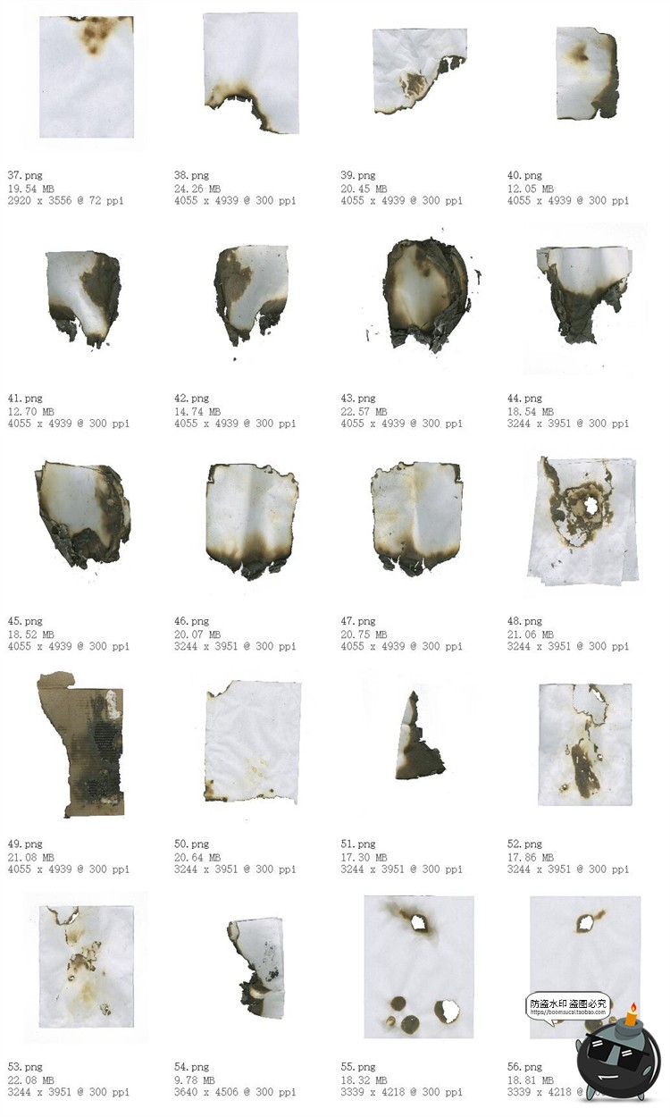 图片[4]-复古做旧燃烧纸张烧焦边缘烧裂旧纸张PNG纹理背景ABR笔刷PS素材-设计猿