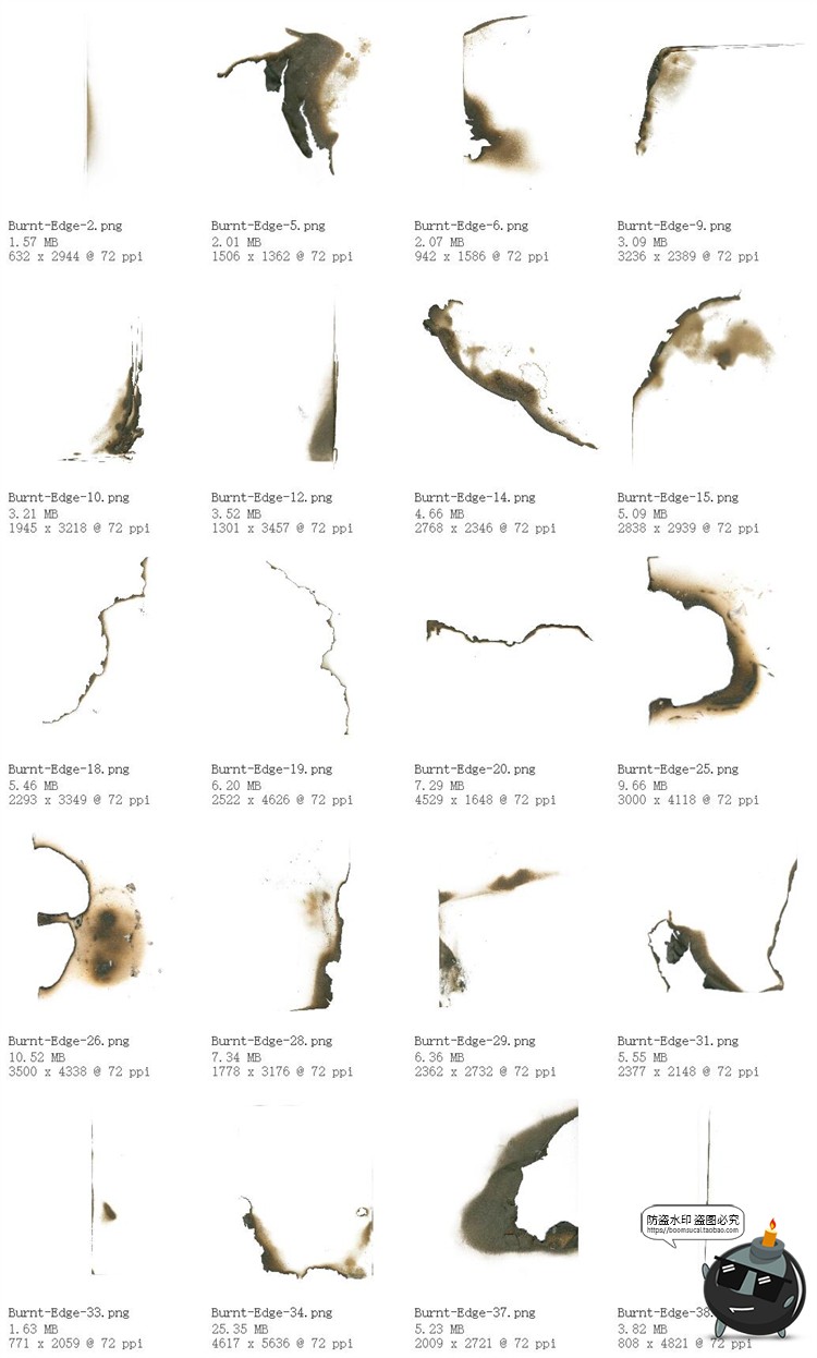 图片[8]-复古做旧燃烧纸张烧焦边缘烧裂旧纸张PNG纹理背景ABR笔刷PS素材-设计猿
