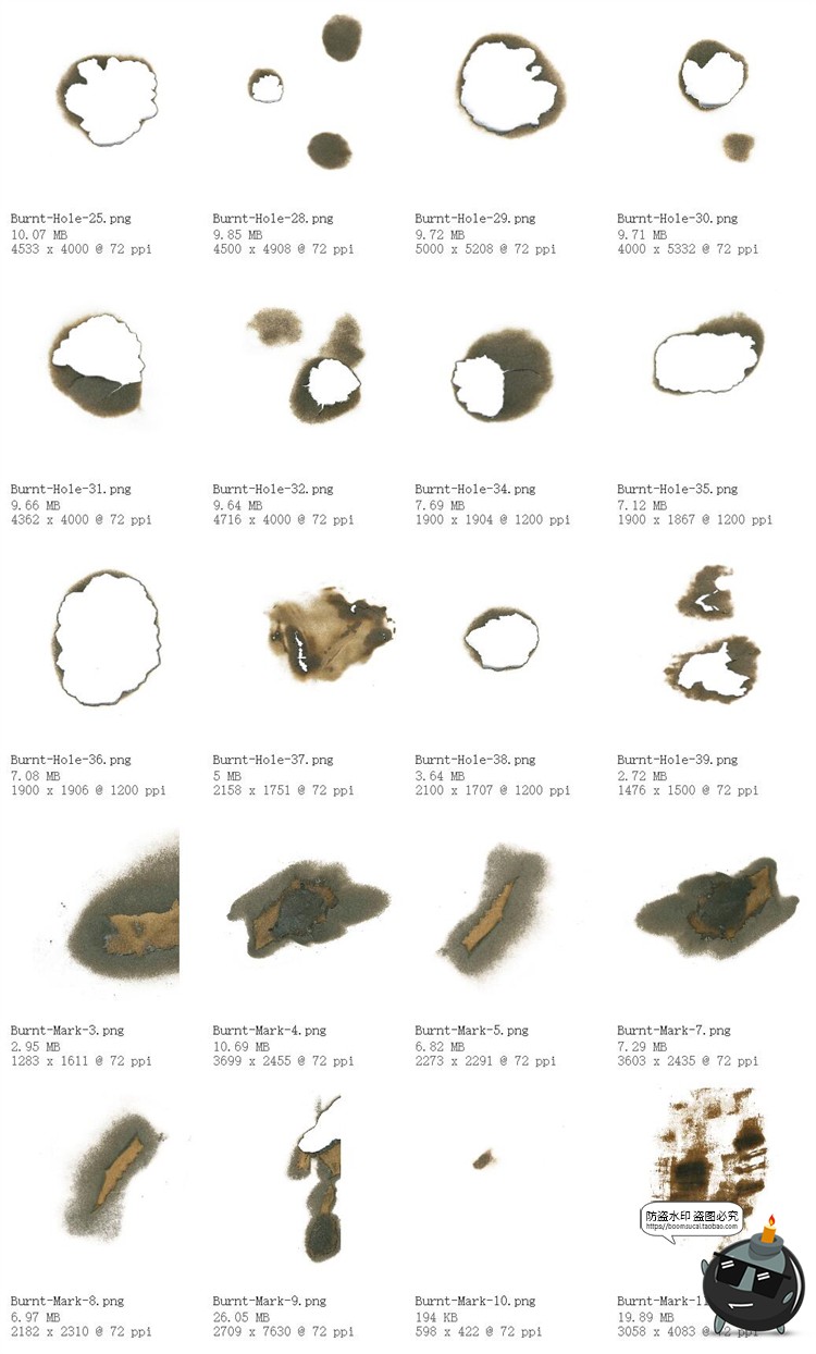 图片[10]-复古做旧燃烧纸张烧焦边缘烧裂旧纸张PNG纹理背景ABR笔刷PS素材-设计猿