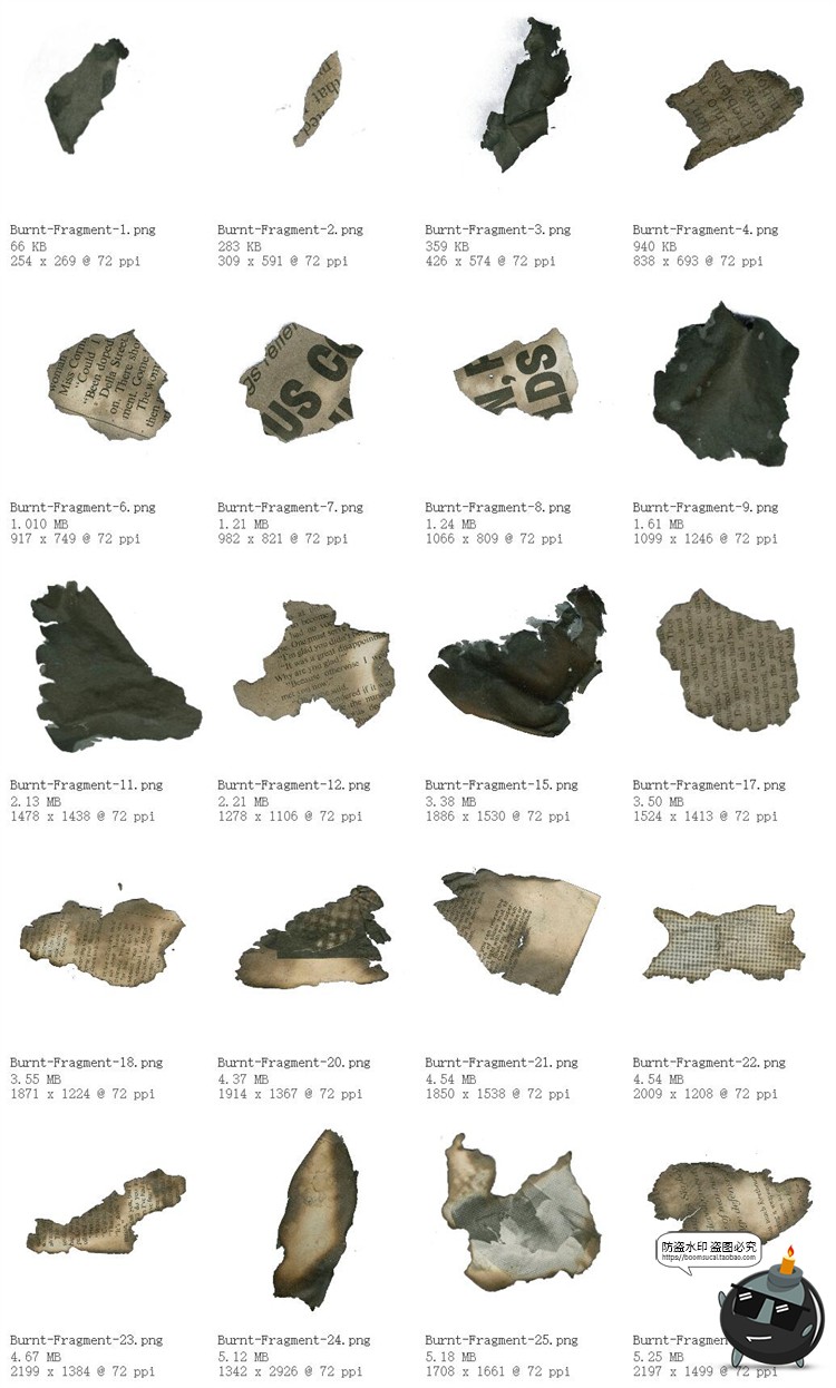 图片[13]-复古做旧燃烧纸张烧焦边缘烧裂旧纸张PNG纹理背景ABR笔刷PS素材-设计猿