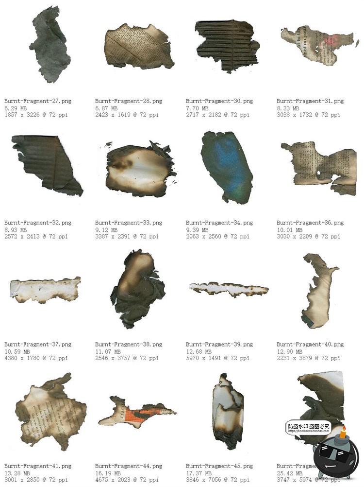 图片[14]-复古做旧燃烧纸张烧焦边缘烧裂旧纸张PNG纹理背景ABR笔刷PS素材-设计猿