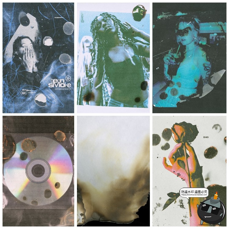 复古做旧燃烧纸张烧焦边缘烧裂旧纸张PNG纹理背景ABR笔刷PS素材-设计猿