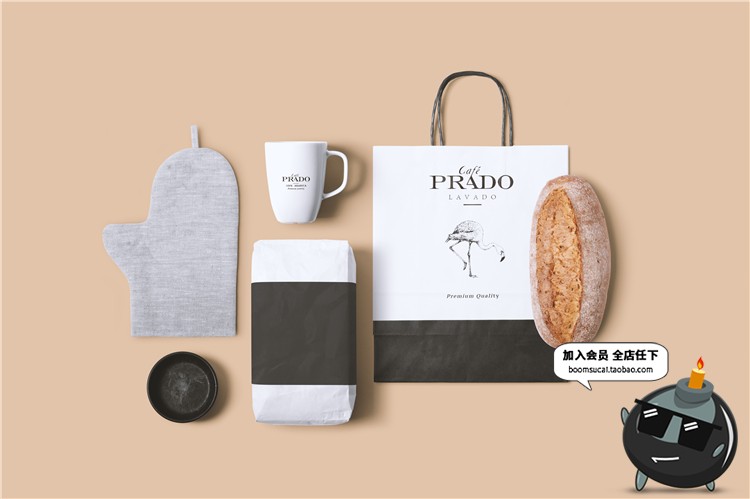 热饮咖啡厅咖啡品牌面包店烘焙品牌VI提案文创样机PSD模板PS素材-设计猿