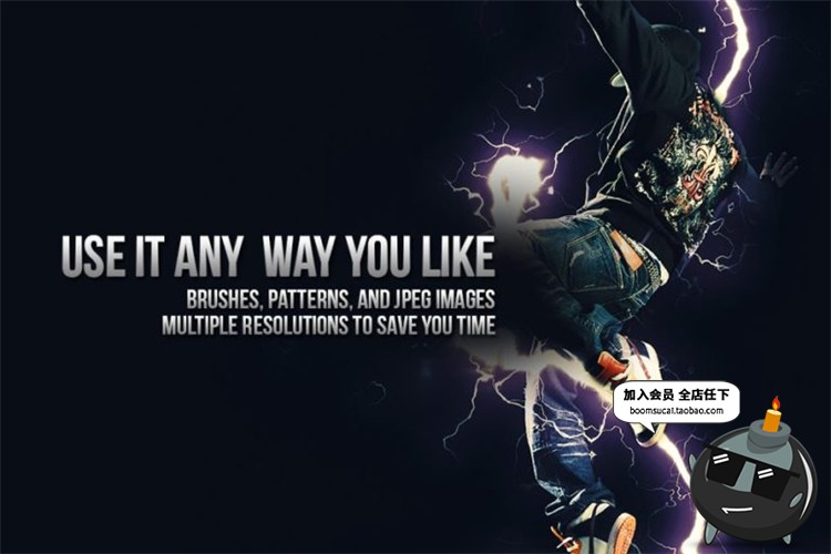 图片[3]-电流闪电电脉通电高清图片JPG黑底叠加特效效果素材效果PS笔刷-设计猿