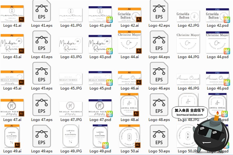 极简文艺手写现代英文品牌飘逸LOGO图标志AI矢量PSD设计模板素材-设计猿